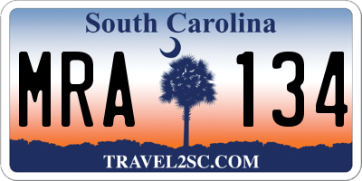 SC license plate MRA134