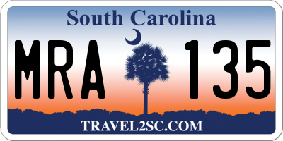SC license plate MRA135