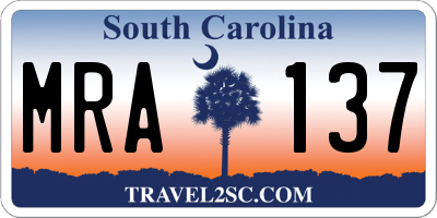 SC license plate MRA137