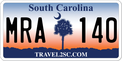 SC license plate MRA140