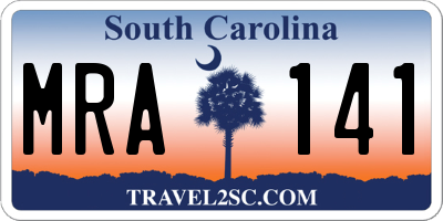 SC license plate MRA141