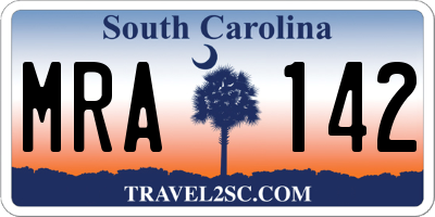 SC license plate MRA142