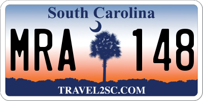 SC license plate MRA148