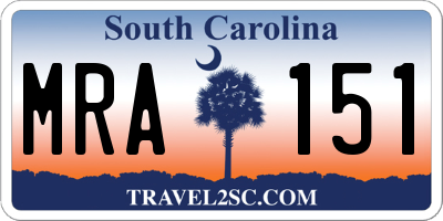 SC license plate MRA151