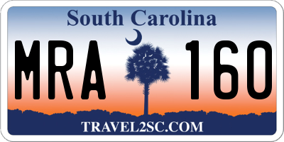 SC license plate MRA160
