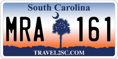 SC license plate MRA161