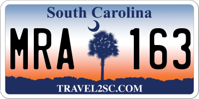 SC license plate MRA163