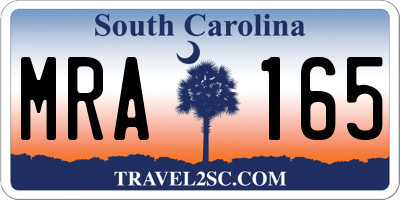 SC license plate MRA165