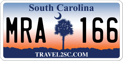 SC license plate MRA166