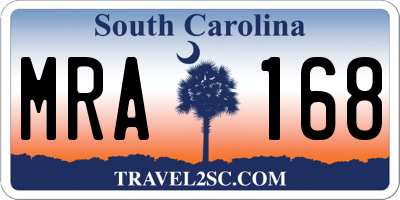 SC license plate MRA168