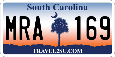 SC license plate MRA169