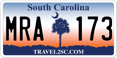 SC license plate MRA173