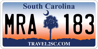 SC license plate MRA183