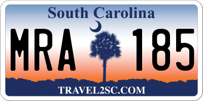 SC license plate MRA185