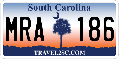 SC license plate MRA186