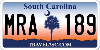SC license plate MRA189