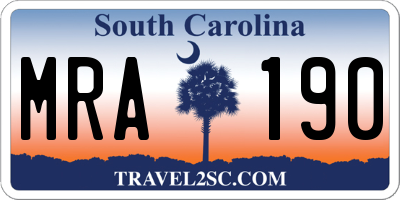 SC license plate MRA190