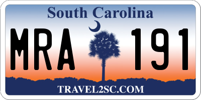 SC license plate MRA191