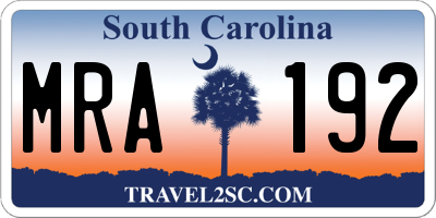 SC license plate MRA192