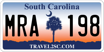 SC license plate MRA198