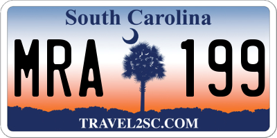 SC license plate MRA199