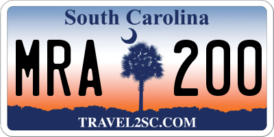 SC license plate MRA200