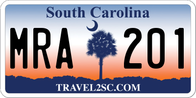 SC license plate MRA201