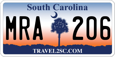 SC license plate MRA206