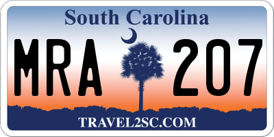 SC license plate MRA207