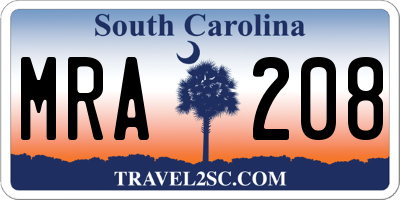 SC license plate MRA208