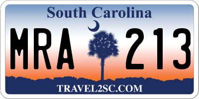 SC license plate MRA213