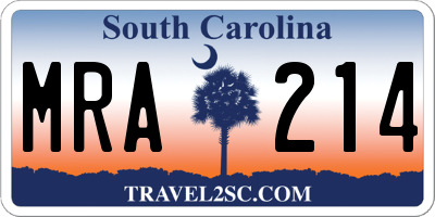 SC license plate MRA214