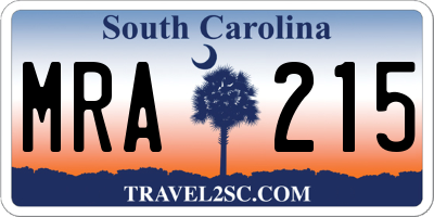 SC license plate MRA215