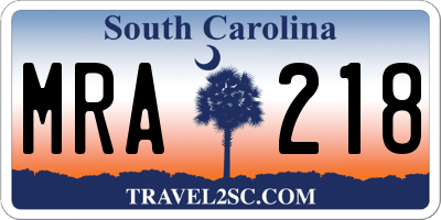 SC license plate MRA218