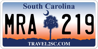SC license plate MRA219