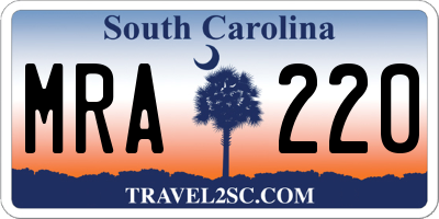 SC license plate MRA220