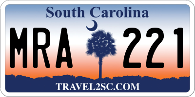 SC license plate MRA221