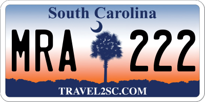 SC license plate MRA222