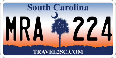 SC license plate MRA224