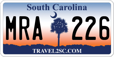 SC license plate MRA226