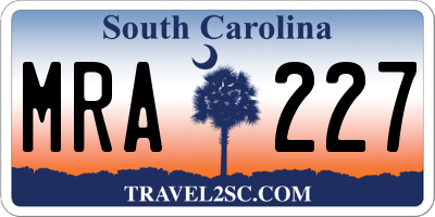 SC license plate MRA227