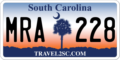 SC license plate MRA228