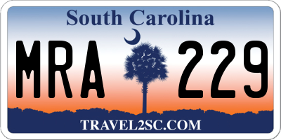 SC license plate MRA229