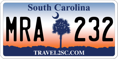 SC license plate MRA232