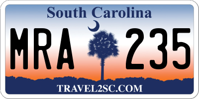 SC license plate MRA235