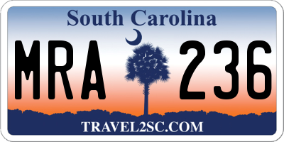 SC license plate MRA236