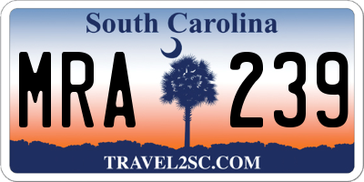 SC license plate MRA239