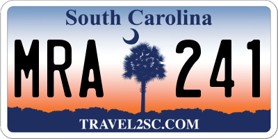SC license plate MRA241