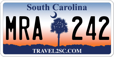 SC license plate MRA242