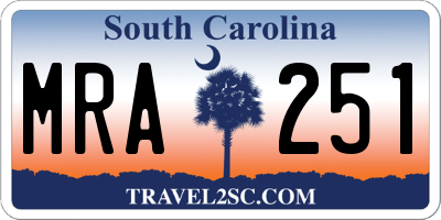 SC license plate MRA251